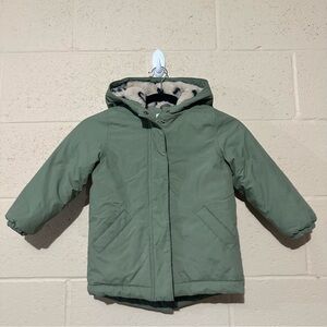 Old Navy kids toddler winter coat in green size 4T leopard print hood